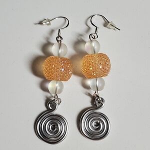 Gold and Silver Spiral Earrings with Pearl Accents